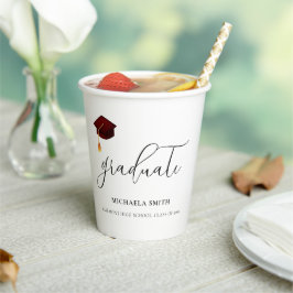 Elegant Maroon Script High School Graduate Pappbecher