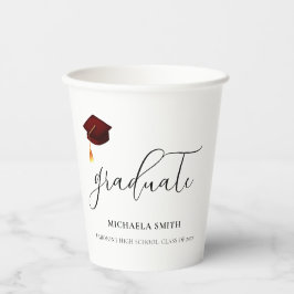 Elegant Maroon Script High School Graduate Pappbecher