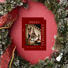 Elegant Maroon und Rosegold Folien Feiertagskarte