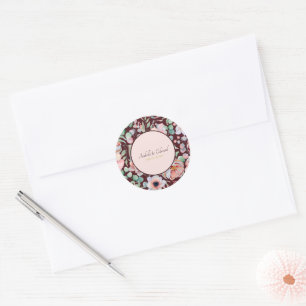 Elegant Marsala Blush Anemone Blume Hochzeit Runder Aufkleber