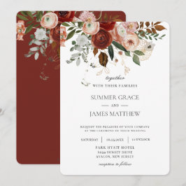 Elegant Marsala Burgundy Blush Ivory Wedding Einladung