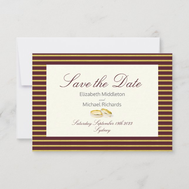Elegant Masala Burgundy Gold Wedding Save the Date (Vorderseite)