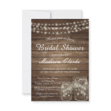 Elegant Mason Jar Rustic Wood Brautparty Card