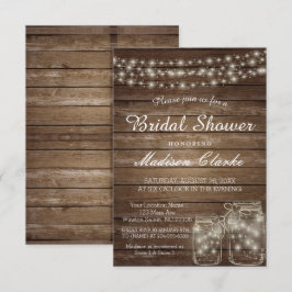 Elegant Mason Jar Rustic Wood Brautparty Card Einladung