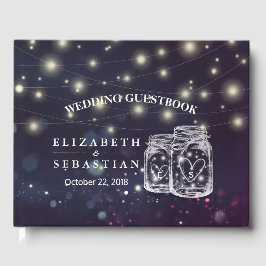 Elegant Mason Jar String Lights Wedding Guestbook Gästebuch
