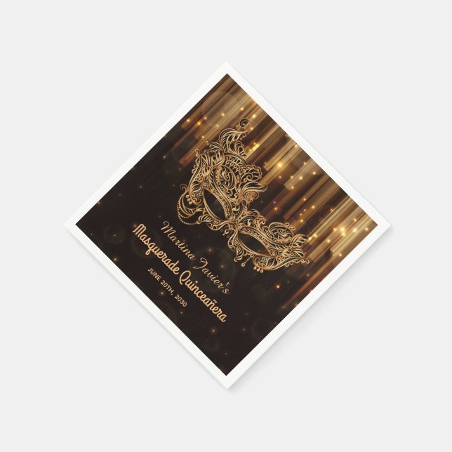 Elegant Masquerade Quinceañera 15. Geburtstag Serviette (Ecke)