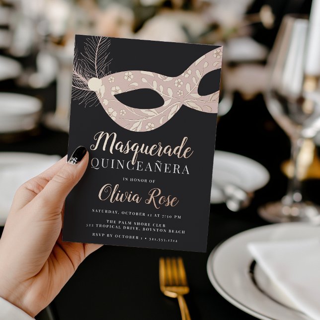 Elegant Masquerade Theme Quinceanera Folieneinladung (Von Creator hochgeladen)
