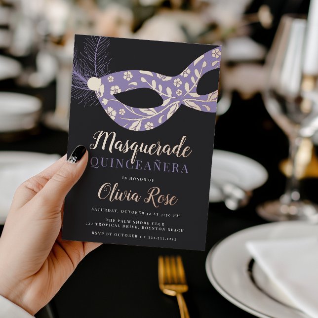 Elegant Masquerade Theme Quinceanera Folieneinladung (Von Creator hochgeladen)