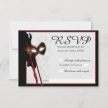 Elegant Masquerade Wedding RSVP Karte