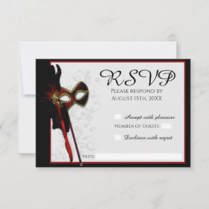 Elegant Masquerade Wedding RSVP Karte