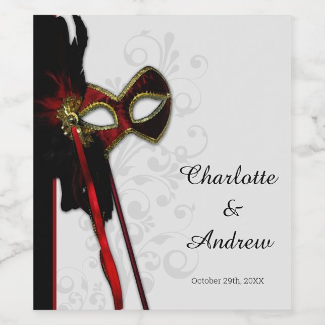 Elegant Masquerade Weinetikett (Einzelnes Label)