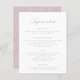 Elegant Mauve Blush Script Hochzeitsinformationen Einladung