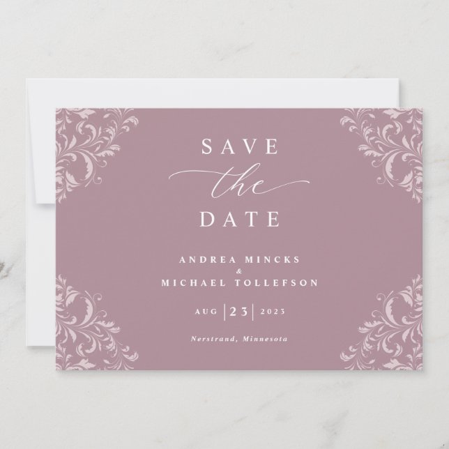 Elegant Mauve Dusty Rose Wedding Save the Date