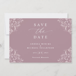 Elegant Mauve Dusty Rose Wedding Save the Date