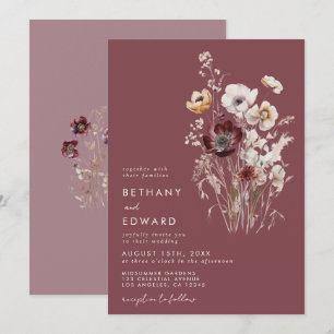 Elegant Mauve Floral Wedding Einladung