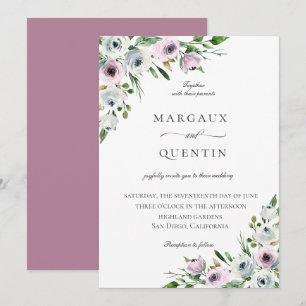 Elegant Mauve Floral Wedding Einladung