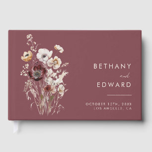 Elegant Mauve Floral Wedding Gästebuch