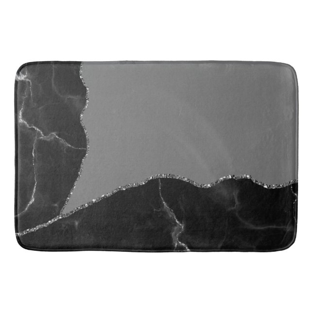 Elegant Mauve Gray Imitats Glitzer Marmor Badematte (Vorderseite)