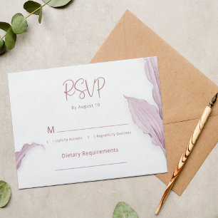 Elegant Mauve Leaf Minimal Wedding RSVP Card Einladung
