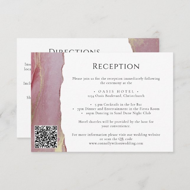 Elegant Mauve Lilac Wedding Information Card RSVP Karte (Vorne/Hinten)