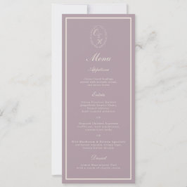 Elegant Mauve Monogram Wedding Long Menu Einladung