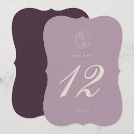 Elegant Mauve Plum Die Cut Table Number Einladung
