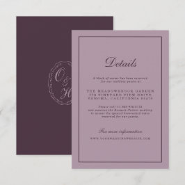 Elegant Mauve Plum Wedding Details Card Begleitkarte