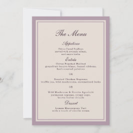 Elegant Mauve Plum Wedding Menu Card Einladung