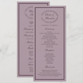 Elegant Mauve Plum Wedding Program Card Einladung