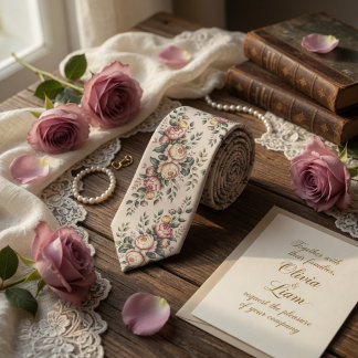 Elegant Mauve Rose Vintage Floral  Krawatte