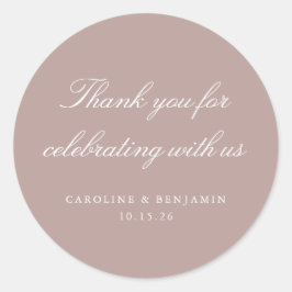 Elegant Mauve Script Wedding Custom Vielen Dank Runder Aufkleber