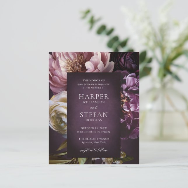 Elegant Maximalist Floral Wedding Invitation (Stehend Vorderseite)