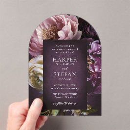 Elegant Maximalist Purple Floral Wedding Acryleinladungen