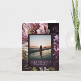 Elegant Maximalist Purple Floral Wedding Dankeskarte
