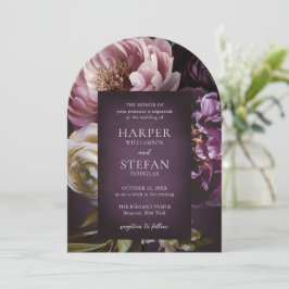Elegant Maximalist Purple Floral Wedding Einladung