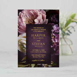Elegant Maximalist Purple Floral Wedding Folieneinladung