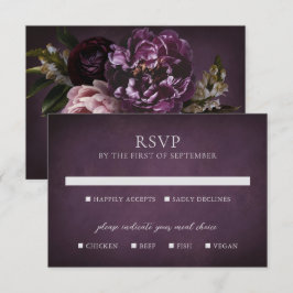 Elegant Maximalist Purple Floral Wedding RSVP Karte