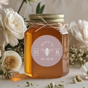 Elegant Meant to Bee Gastgeschenk Hochzeit Mauve L Runder Aufkleber