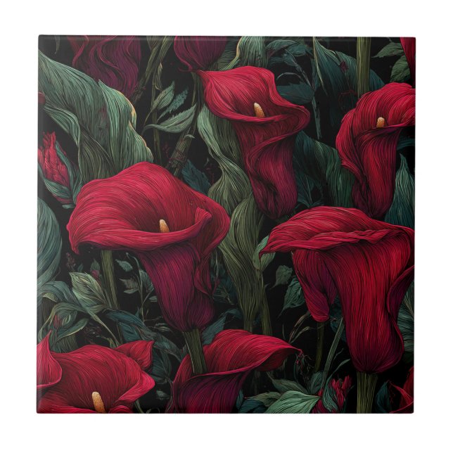 Elegant Mediterranean Calle Lilies Tiles  Fliese (Vorderseite)