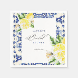 Elegant Mediterranean Lemon Floral Bridal Shower Serviette