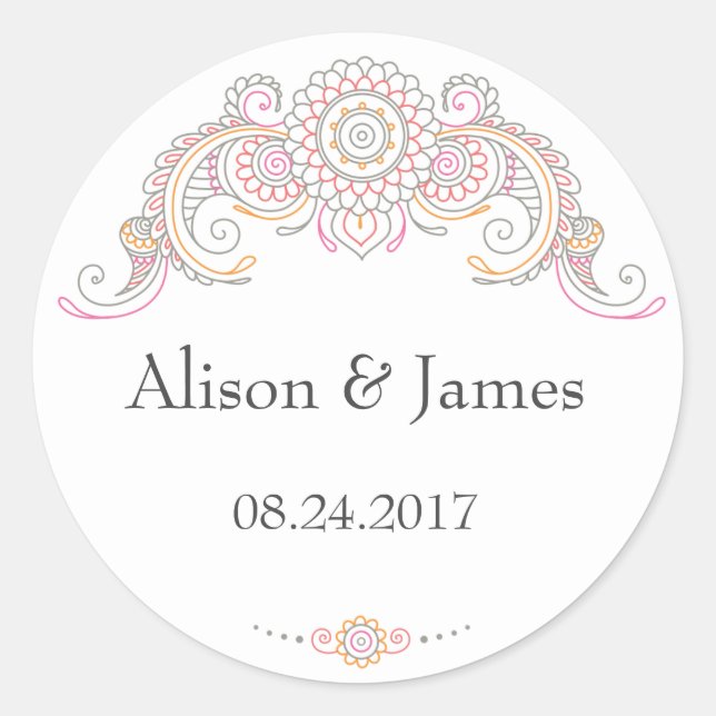 Elegant Mehndi Design Rundkleber Runder Aufkleber (Vorderseite)