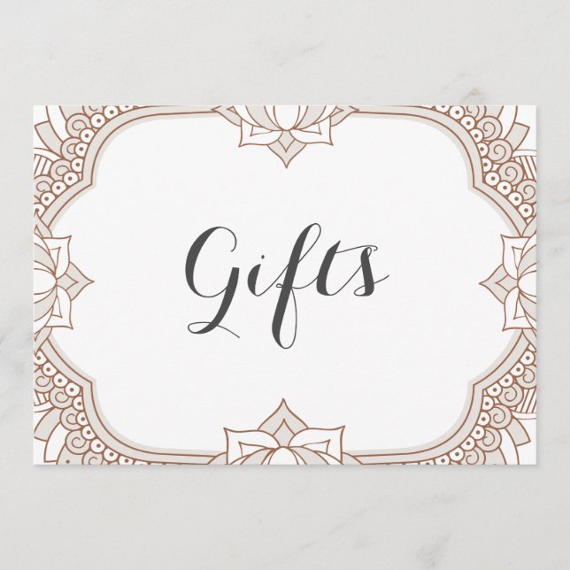 Elegant Mehndi Gifts Sign (Vorderseite)