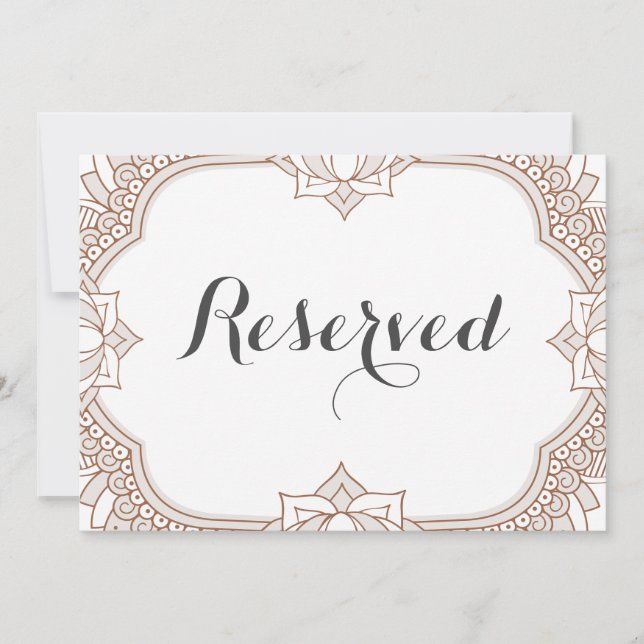 Elegant Mehndi Reserved Sign (Vorderseite)