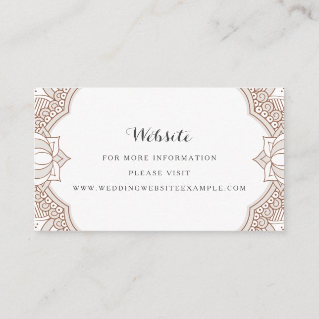 Elegant Mehndi Website Cards Visitenkarte (Rückseite)