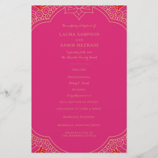 Elegant Mehndi Wedding Programs (Vorderseite)