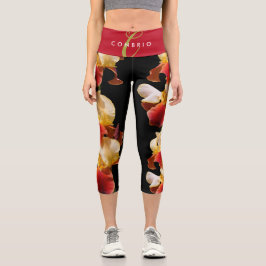 Elegant, mehrfarbig, gebärdet Iris Germanica Capri Leggings
