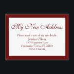Elegant meine neue Adresse Borded Burgundy & White Begleitkarte<br><div class="desc">Behalt deinen Freunden und Verwandten mit diesen schlichten, eleganten Einschließkarten immer auf dem neuesten Stand mit deiner neuen Adresse. Eine einfache Anmerkung lautet oben "Meine neue Adresse", wobei ein hübscher, traditioneller Script-Schriftart verwendet wird. Verwenden Sie die Vorlagenfelder, um alle Ihre Daten hinzuzufügen, um dieses Design für Ihren eigenen Gebrauch zu...</div>