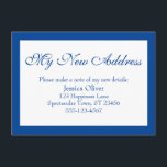 Elegant meine neue Adresse in Dark Blue & White Begleitkarte<br><div class="desc">Behalt deinen Freunden und Verwandten mit diesen schlichten, eleganten Einschließkarten immer auf dem neuesten Stand mit deiner neuen Adresse. Eine einfache Anmerkung lautet oben "Meine neue Adresse", wobei ein hübscher, traditioneller Script-Schriftart verwendet wird. Verwenden Sie die Vorlagenfelder, um alle Ihre Daten hinzuzufügen, um dieses Design für Ihren eigenen Gebrauch zu...</div>