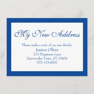 Elegant meine neue Adresse in Dark Blue & White Begleitkarte