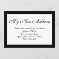 Elegant meine neue Adresse in Schwarz auf Weiß